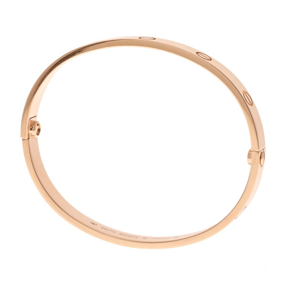 Pre-Owned Cartier Love 18K Rose Gold Love Size 18 Bracelet view 4 - Cartier — Laura Milman New York