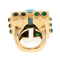 David Webb Platinum & 18K Yellow Gold Turquoise Diamond Emerald Oversized Ring view 4