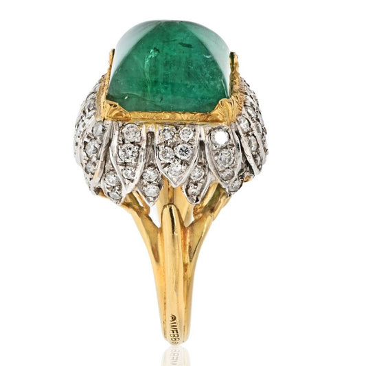 David Webb Estate Ring 18K Yellow Gold and Platinum