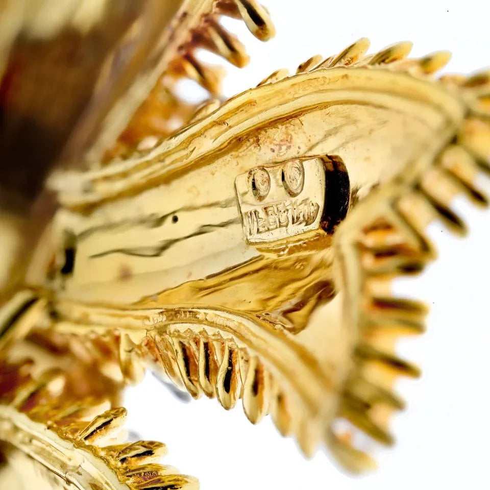 David Webb Platinum & 18K Yellow Gold Bow Ribbon Red Enamel Brooch — view 5 — Laura Milman New York