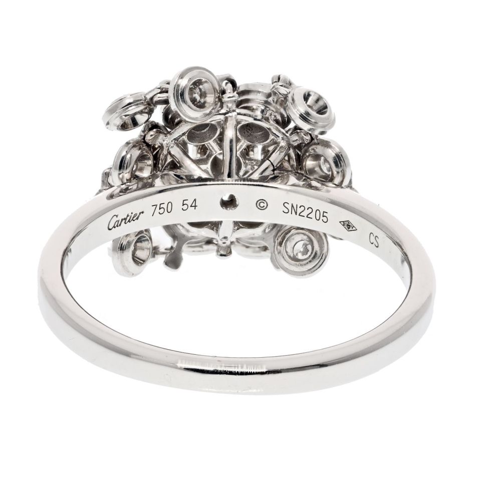Cartier 18K White Gold Leger Diamant de Collection Ring with Diamonds, Size 7.25