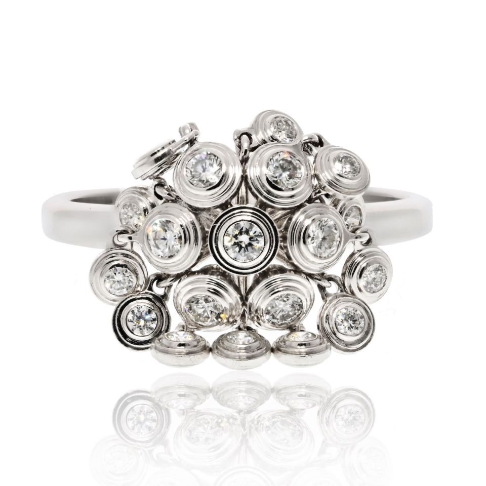 Cartier 18K White Gold Leger Diamant de Collection Ring with Diamonds, Size 7.25