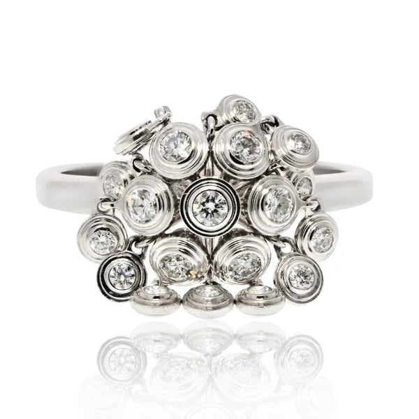 Pre-Owned Cartier 18K White Gold Diamant Leger De Diamond Cluster Ring - Cartier Ring