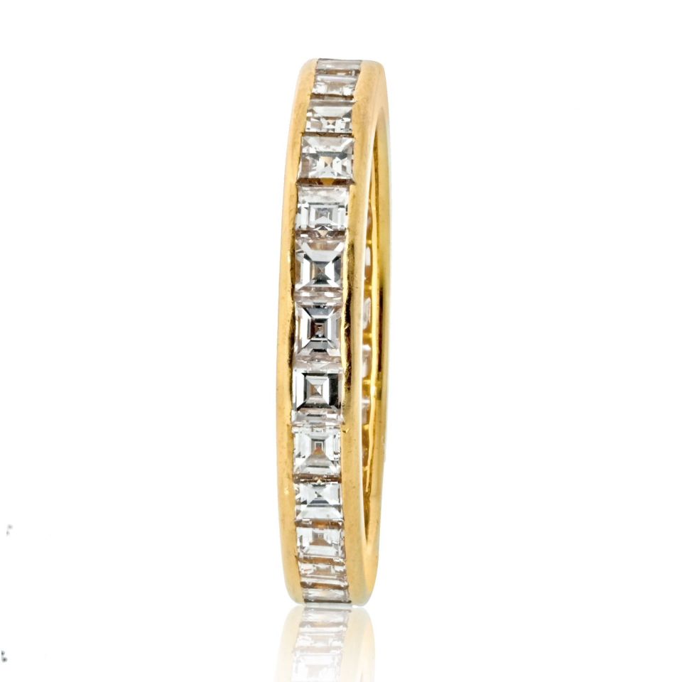 Tiffany 18K Yellow Gold 3ct Asscher Diamond Eternity Band 3mm