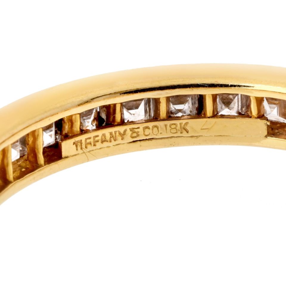 Tiffany 18K Yellow Gold 3ct Asscher Diamond Eternity Band 3mm