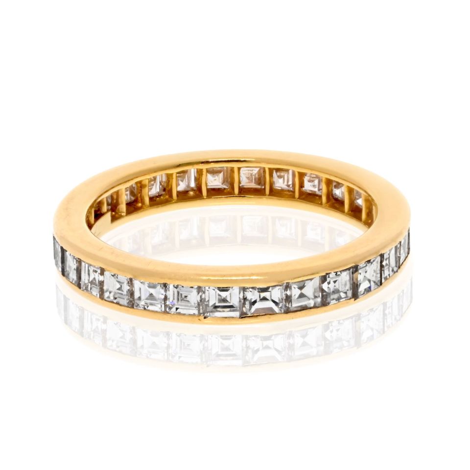 Tiffany 18K Yellow Gold 3ct Asscher Diamond Eternity Band 3mm
