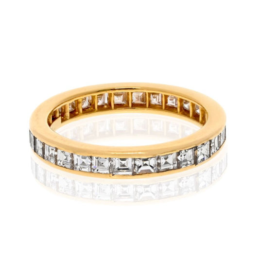 Tiffany 18K Yellow Gold 3ct Asscher Diamond Eternity Band 3mm