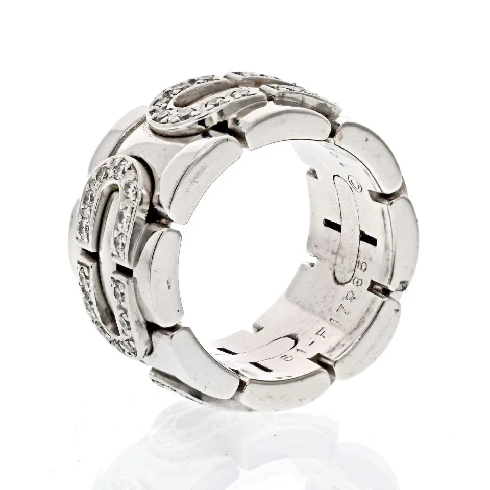Cartier 18K White Gold Panthere Maillon Ring — view 2 — Laura Milman New York