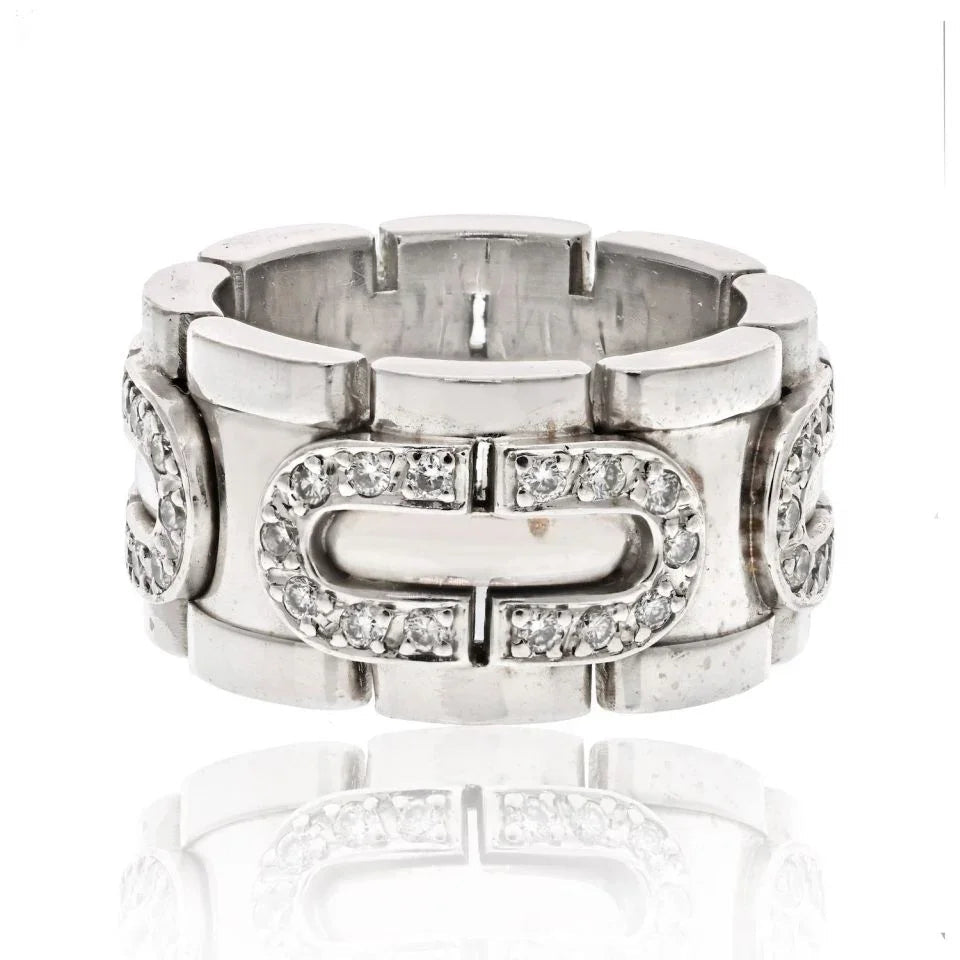 Cartier 18K White Gold Panthere Maillon Ring — view 3 — Laura Milman New York