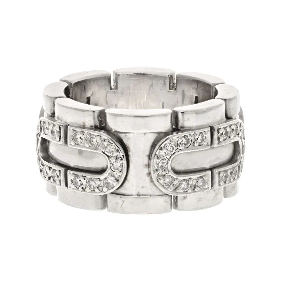 Cartier 18K White Gold Panthere Maillon Ring — view 4 — Laura Milman New York