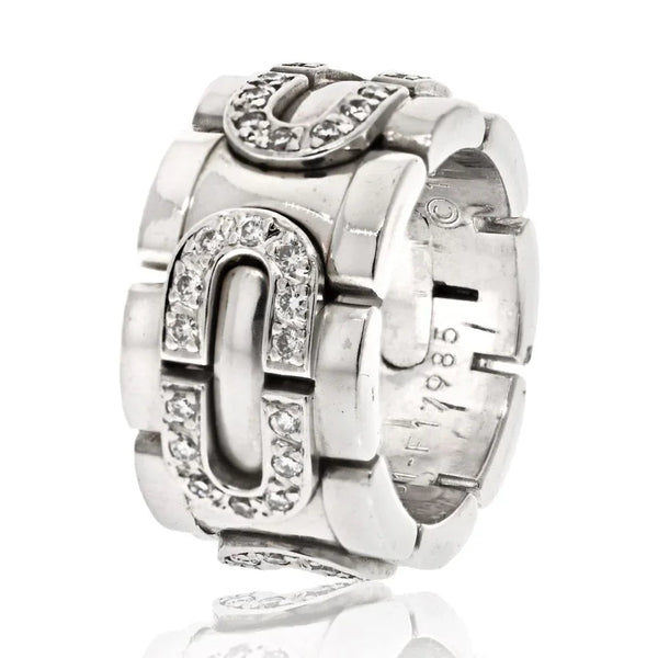 Pre-Owned Cartier 18K White Gold Panthere Maillon Ring - Cartier Ring