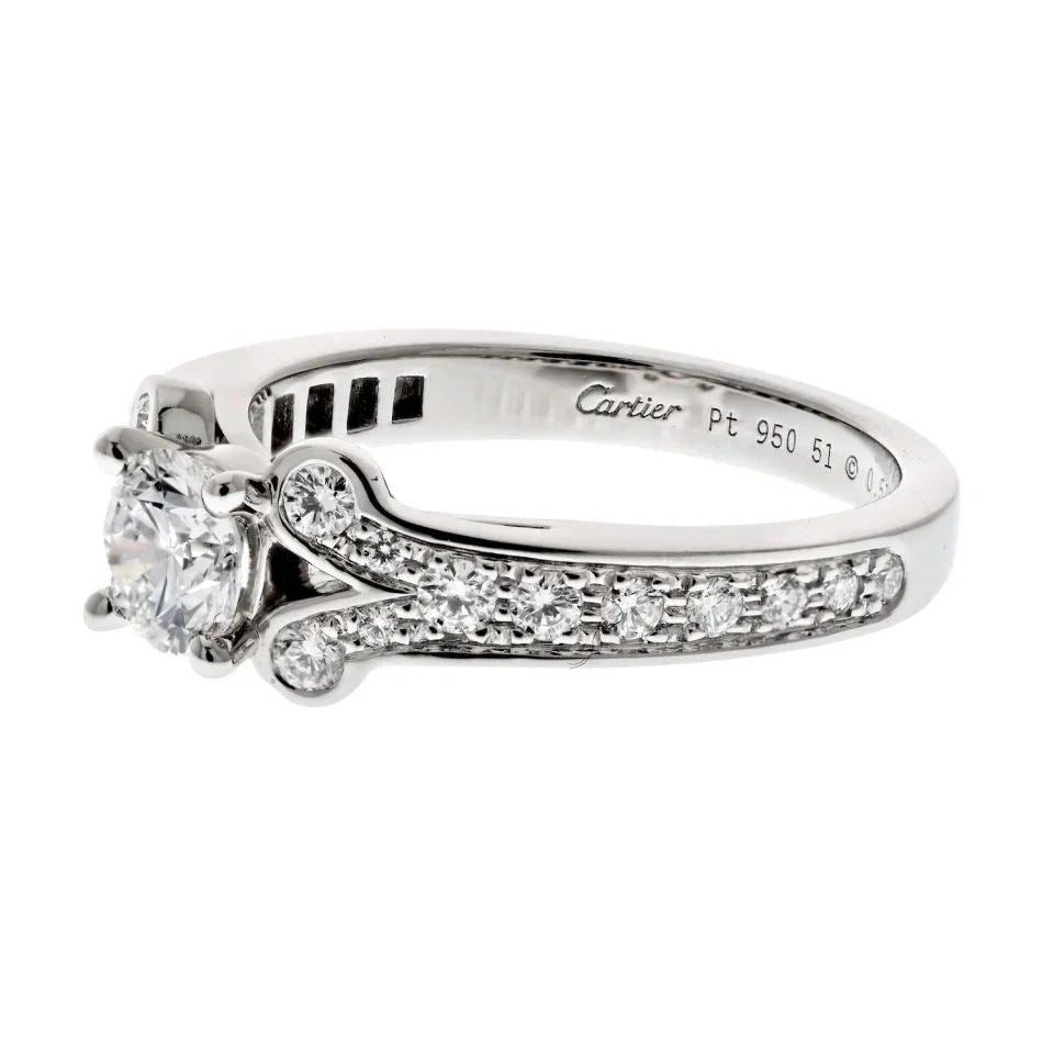 Cartier Platinum Ballerine Solitaire 0.51ct Round Diamond Ring — view 4 — Laura Milman New York