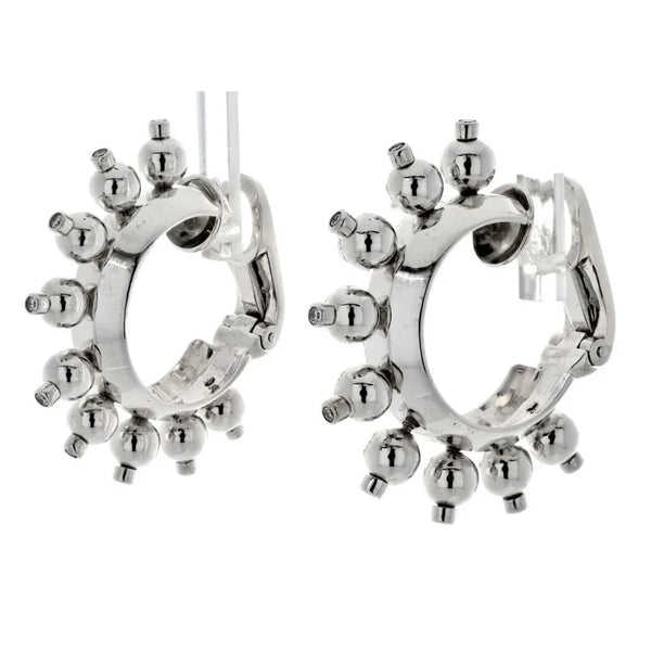 Aletto Brothers 18K White Gold Half Hoop Diamond Earrings — view 2