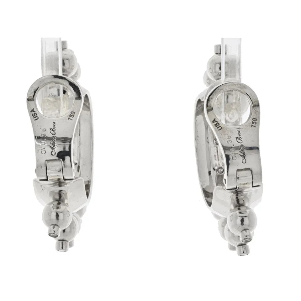 Aletto Brothers 18K White Gold Half Hoop Diamond Earrings — view 4 — Laura Milman New York