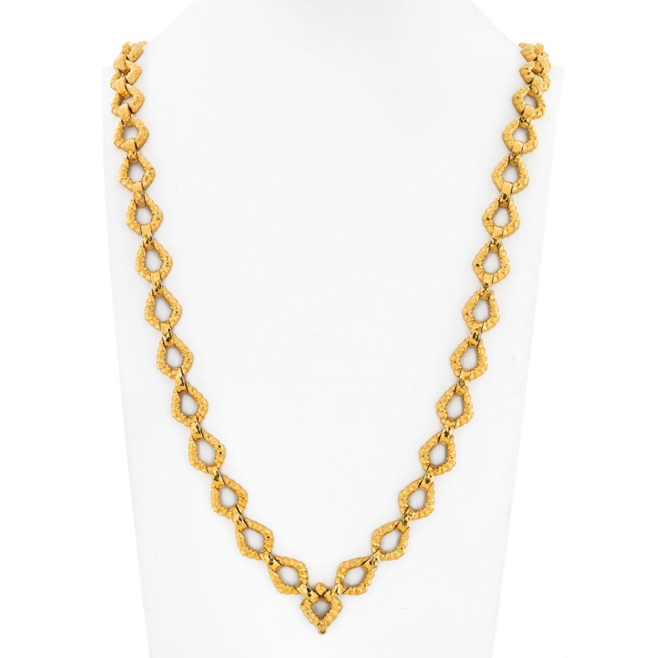 David Webb Platinum & 18K Yellow Gold 31 Inches Textured Link Chain Necklace — Laura Milman New York