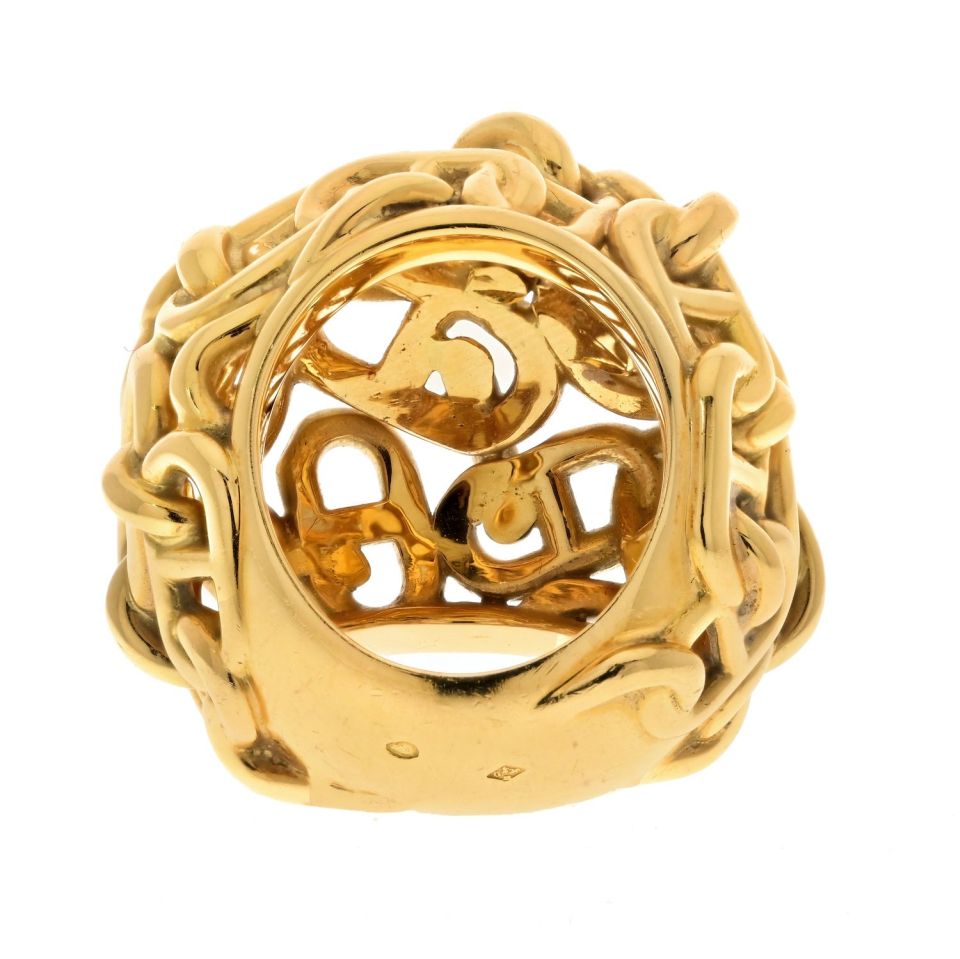 Hermès 18K Yellow Gold Chaîne D'ancre Dome Cocktail Ring — view 4 — Laura Milman New York