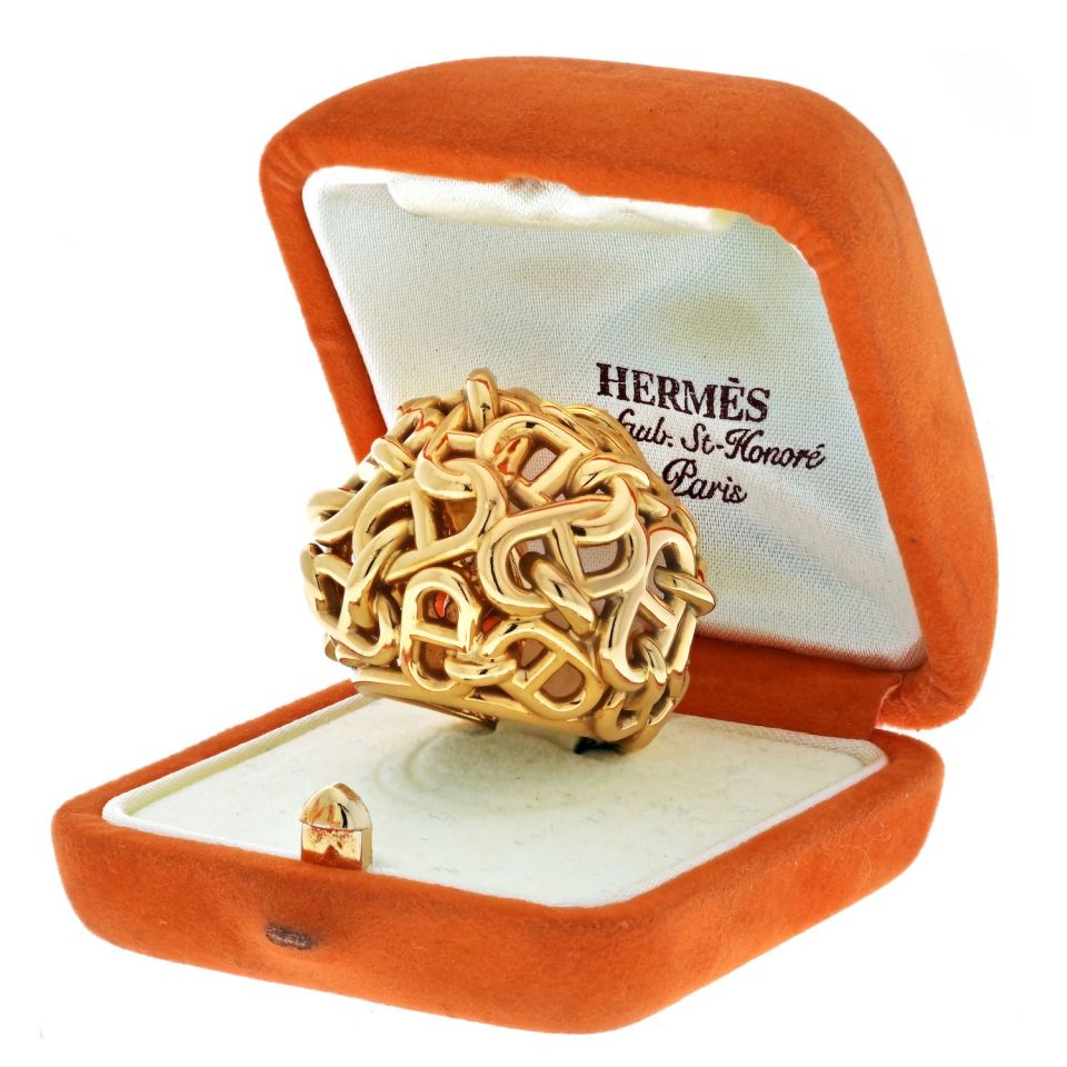 Hermès 18K Yellow Gold Chaîne D'ancre Dome Cocktail Ring — view 5 — Laura Milman New York