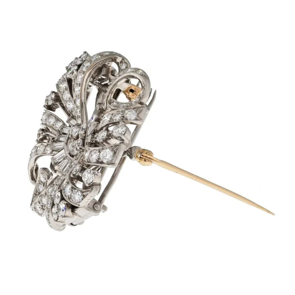 Tiffany & Co. Platinum 7.20cttw Diamond Double Clip Brooch — view 2 — Laura Milman New York