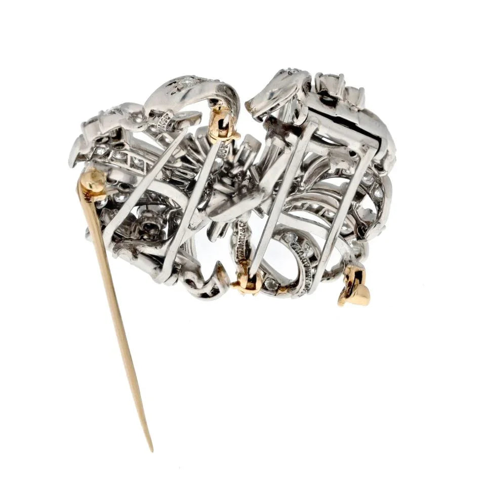 Tiffany & Co. Platinum 7.20cttw Diamond Double Clip Brooch — view 4 — Laura Milman New York