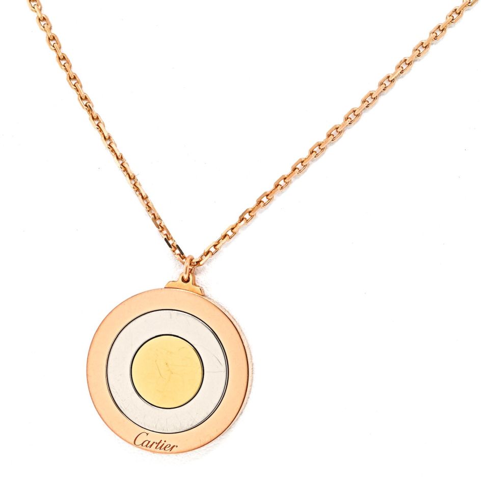 Cartier 18K Tri Color Bullseye Tricolor Pendant — view 3 — Laura Milman New York