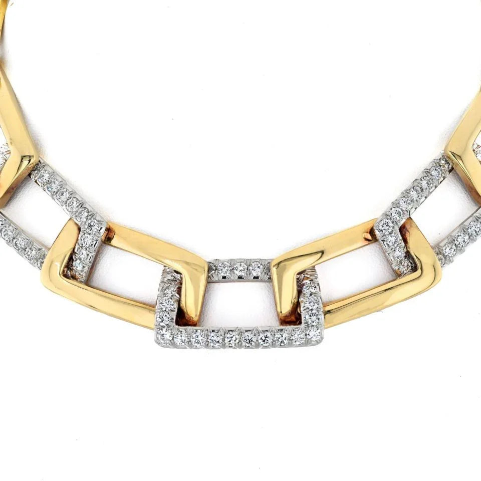 David Webb Platinum & 18K Yellow Gold Open Link Collar Necklace — view 2 — Laura Milman New York