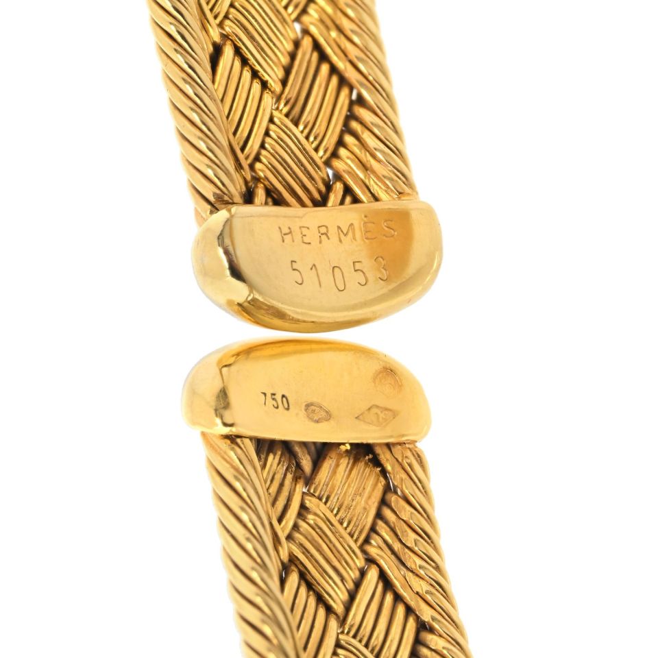 Hermès Collar 18K Yellow Gold Woven Collar Necklace — view 5 — Laura Milman New York
