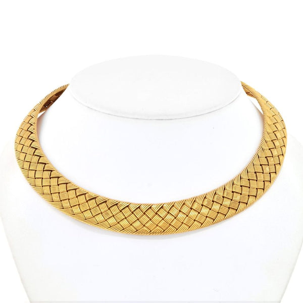 Hermès Collar 18K Yellow Gold Woven Collar Necklace