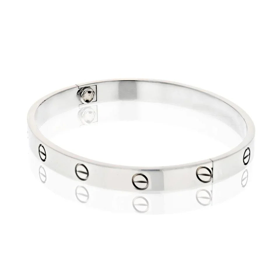 Cartier Love 18K White Gold Love Size 18 Bracelet — view 2 — Laura Milman New York