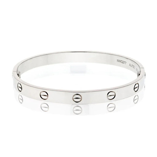 Pre-Owned Cartier Love 18K White Gold Love Size 18 Bracelet - Cartier Bracelet