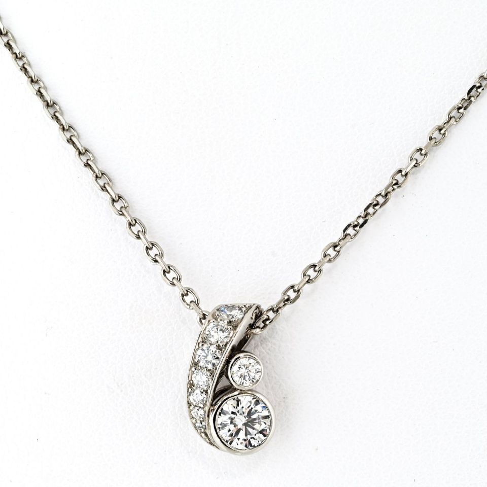 Cartier Platinum Solitaire Diamond Pendant Necklace with 0.80ct Diamonds