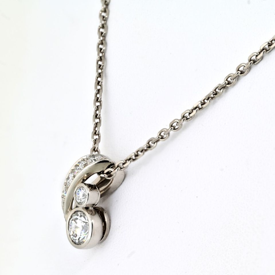 Cartier Platinum Solitaire Diamond Pendant Necklace with 0.80ct Diamonds