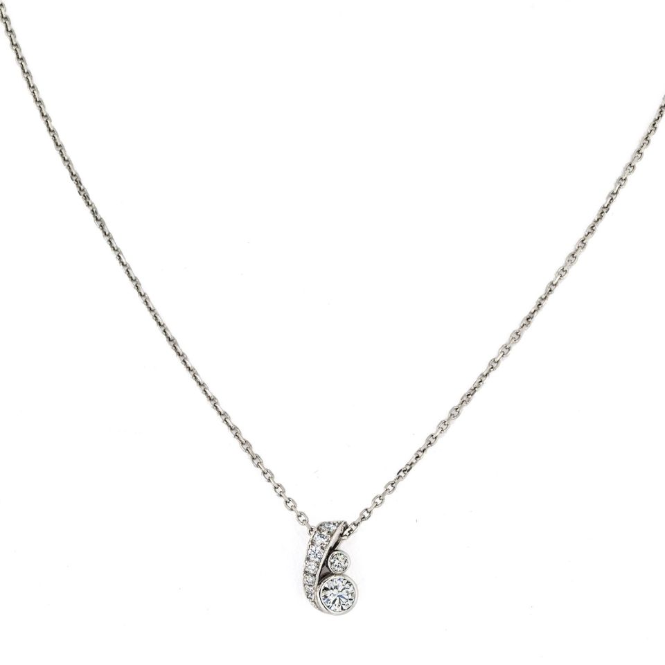 Cartier Platinum Solitaire Diamond Pendant Necklace with 0.80ct Diamonds