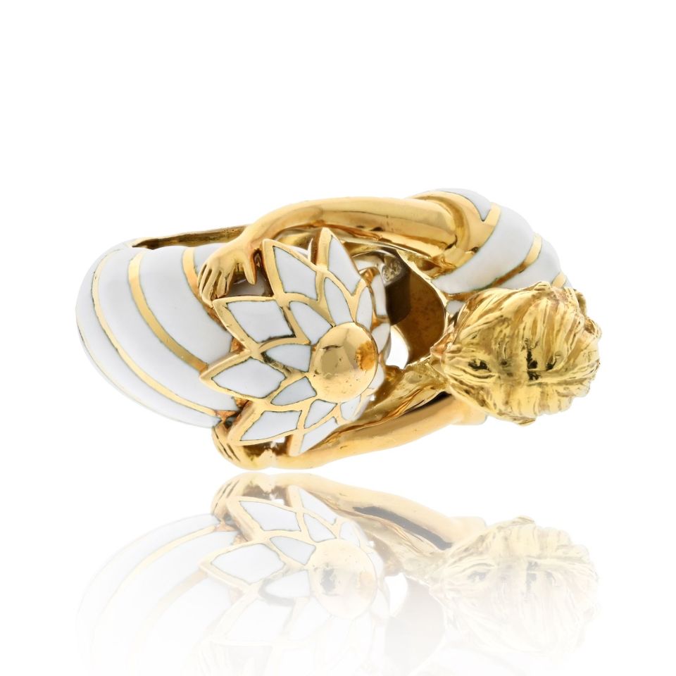 David Webb Estate Ring 18K Yellow Gold and Platinum