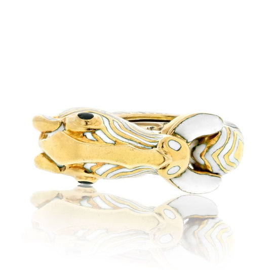 David Webb Estate Ring 18K Yellow Gold and Platinum