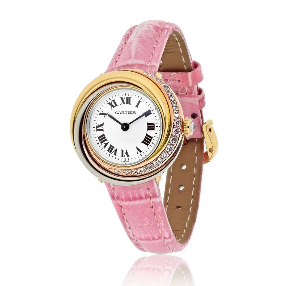 Pre-Owned Cartier Trinity 18K Tri Color Trinity Round Dial 27mm 1990's Diamond Women Watch - Cartier Watch — Laura Milman New York