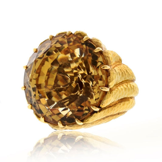 David Webb Estate Ring 18K Yellow Gold and Platinum