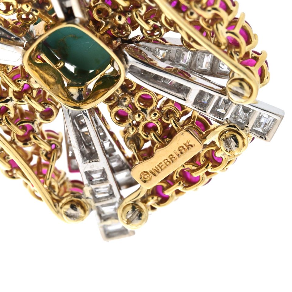 David Webb Platinum & 18K Yellow Gold Turquoise, Diamond And Ruby Pendant — view 5 — Laura Milman New York