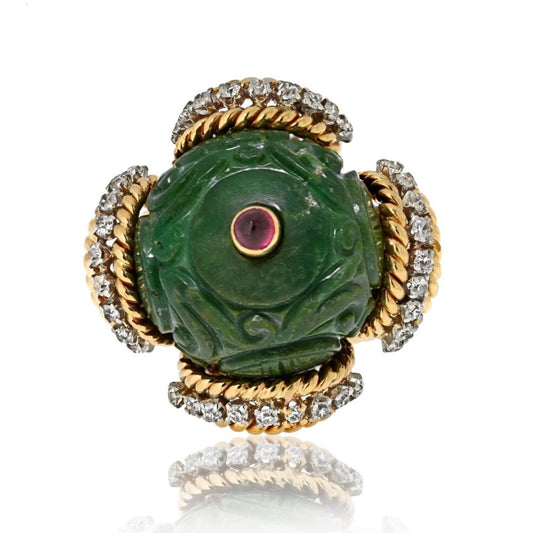 David Webb Estate Ring 18K Yellow Gold and Platinum
