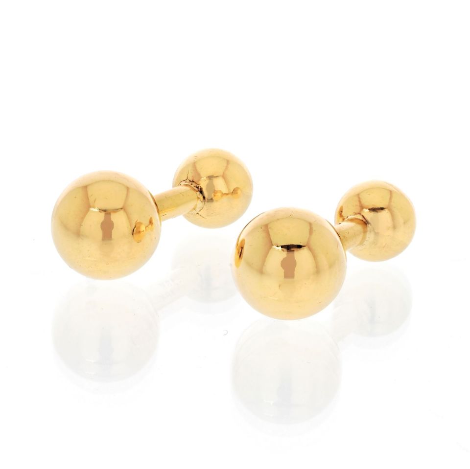 Cartier 18K Yellow Gold Ball Cufflinks, 1.1-Inch Length