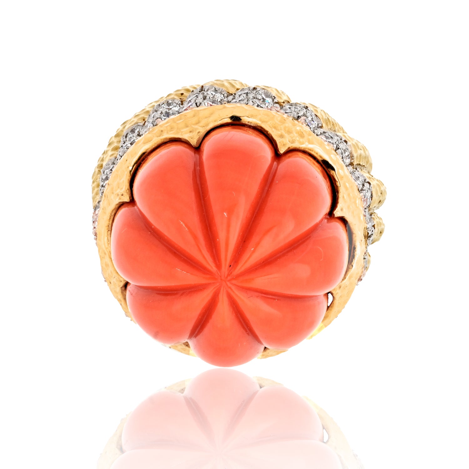 David Webb Estate Ring 18K Yellow Gold and Platinum 2.11 cts Diamond
