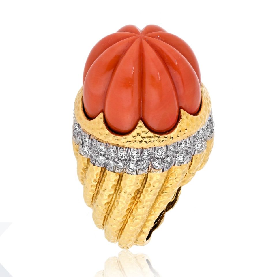 David Webb Estate Ring 18K Yellow Gold and Platinum 2.11 cts Diamond