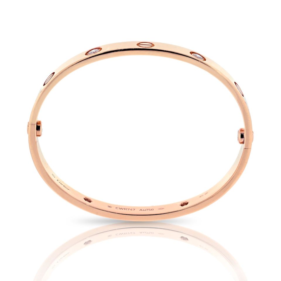 Cartier Love 18k Rose Gold Diamond Bracelet