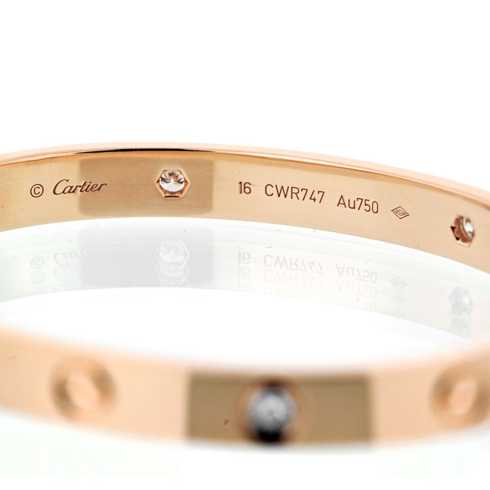 Cartier Love 18k Rose Gold Diamond Bracelet