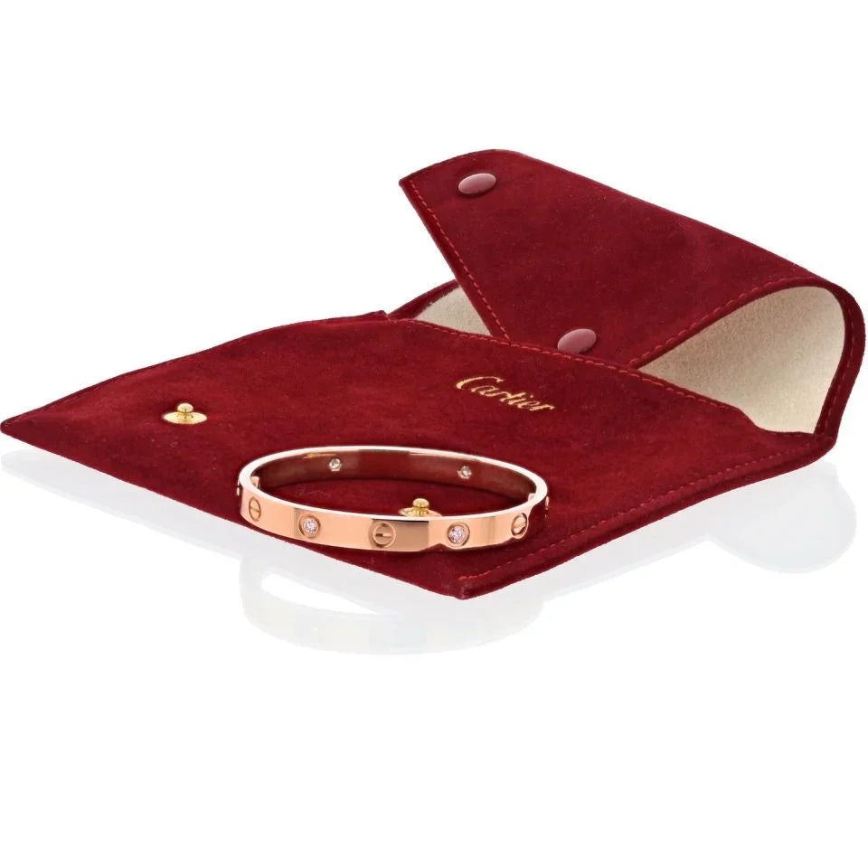 Cartier Love 18K Rose Gold 4 Diamond Size 16 Bracelet — view 5 — Laura Milman New York