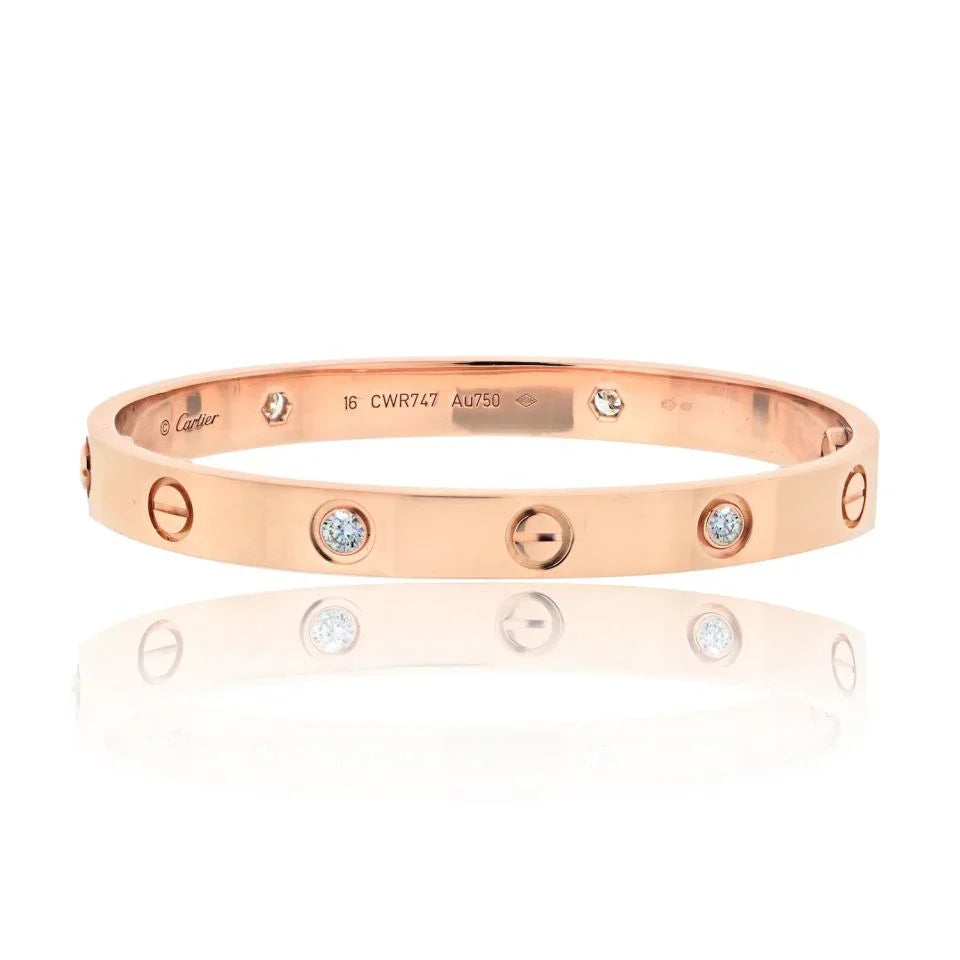 Cartier Love 18K Rose Gold 4 Diamond Size 16 Bracelet — Laura Milman New York