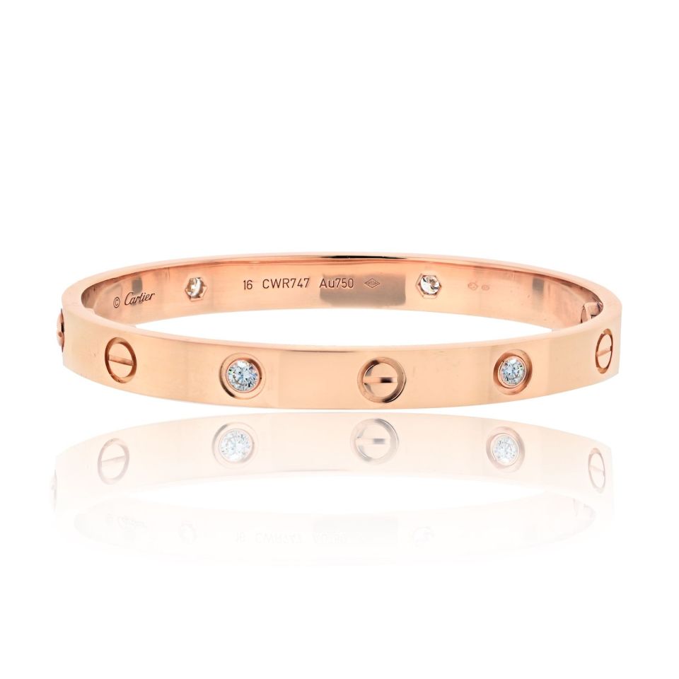 Cartier Love 18k Rose Gold Diamond Bracelet