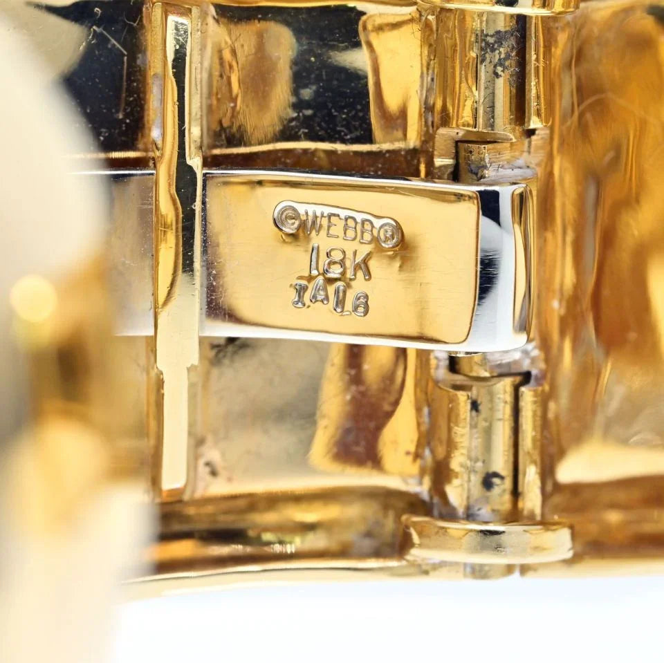David Webb Platinum & 18K Yellow Gold Rock Crystal Cross Hatched Bracelet — view 5 — Laura Milman New York