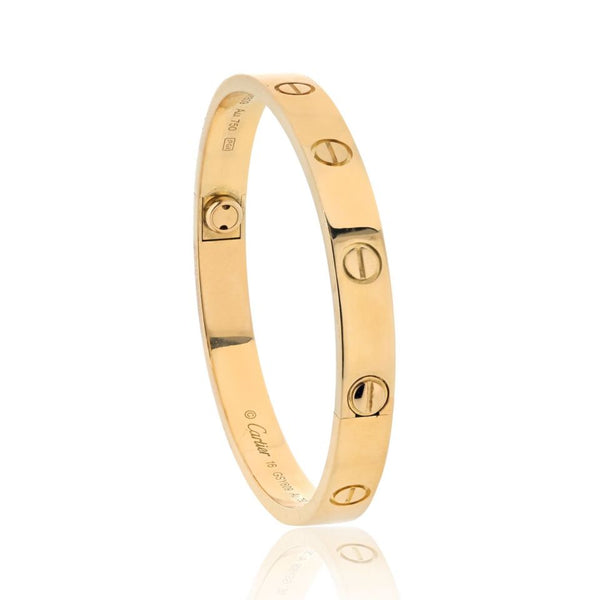Pre-Owned Cartier Love 18K Yellow Gold Size 16 With COA Bracelet view 2 - Cartier