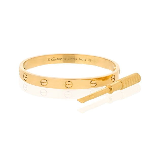 Pre-Owned Cartier Love 18K Yellow Gold Size 16 With COA Bracelet - Cartier Bracelet