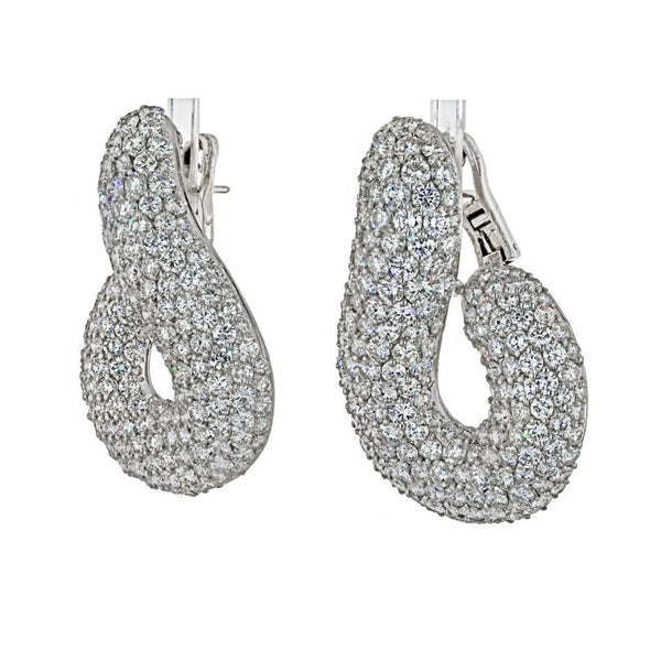 Bvlgari 18K White Gold 45 Carat Pave Round Cut Diamond Twist Earrings — view 2